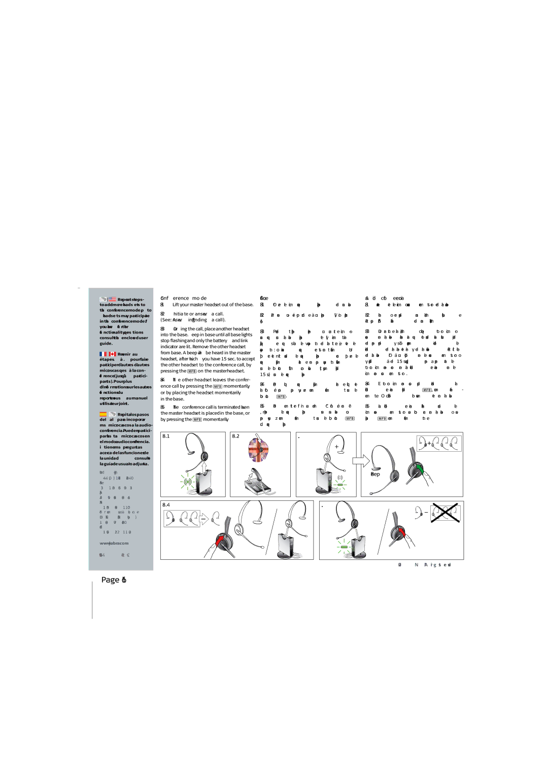 Jabra GN9120 setup guide Conference mode, Conférence, Audioconferencia 