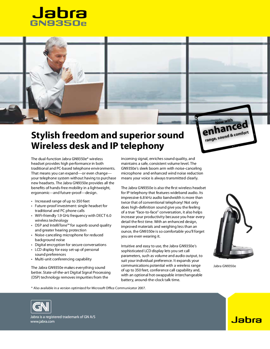 Jabra GN9350e manual Enhancedcomfort, Now With, Sound 