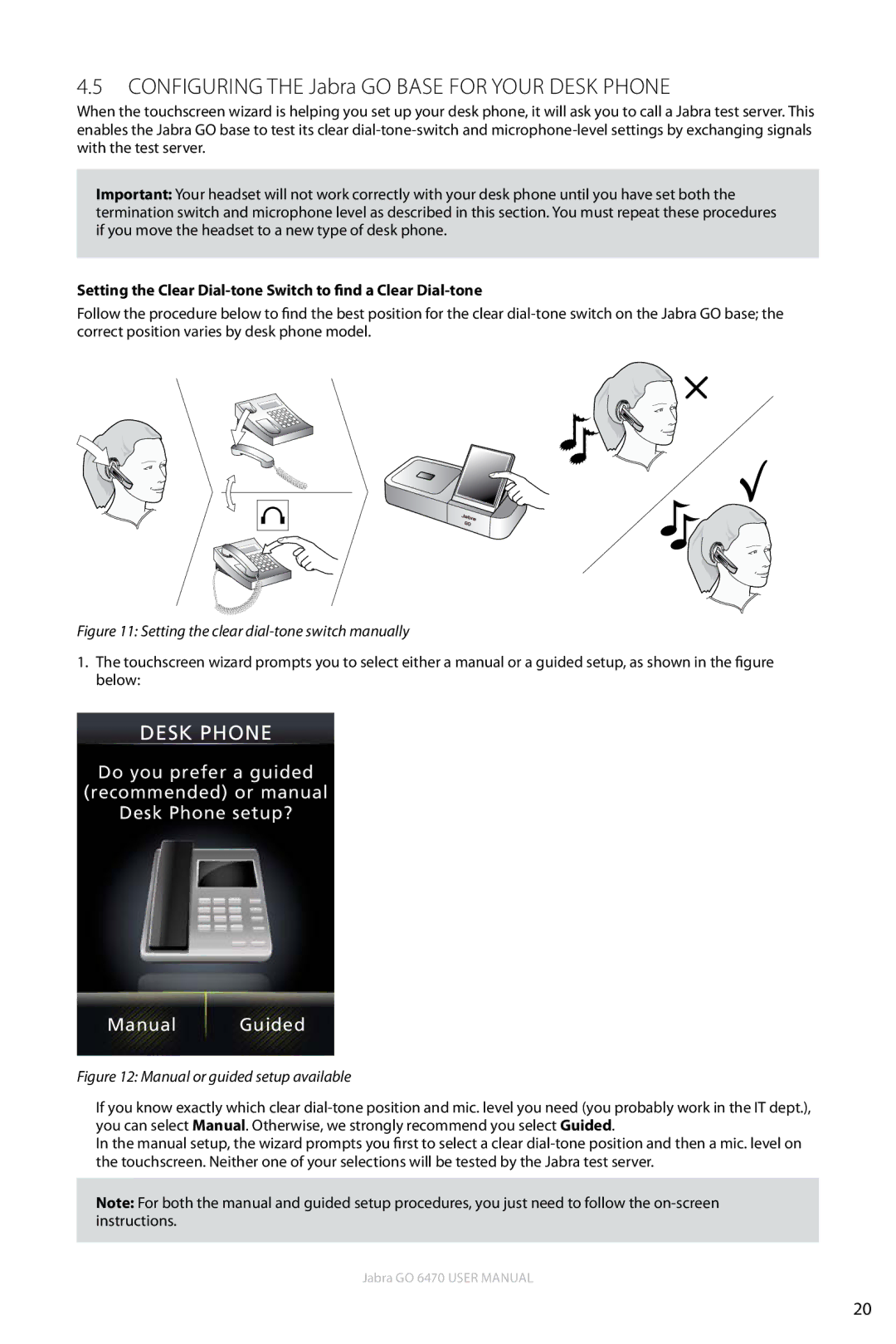 Jabra GO 6470 user manual Configuring the Jabra GO Base for Your Desk Phone 