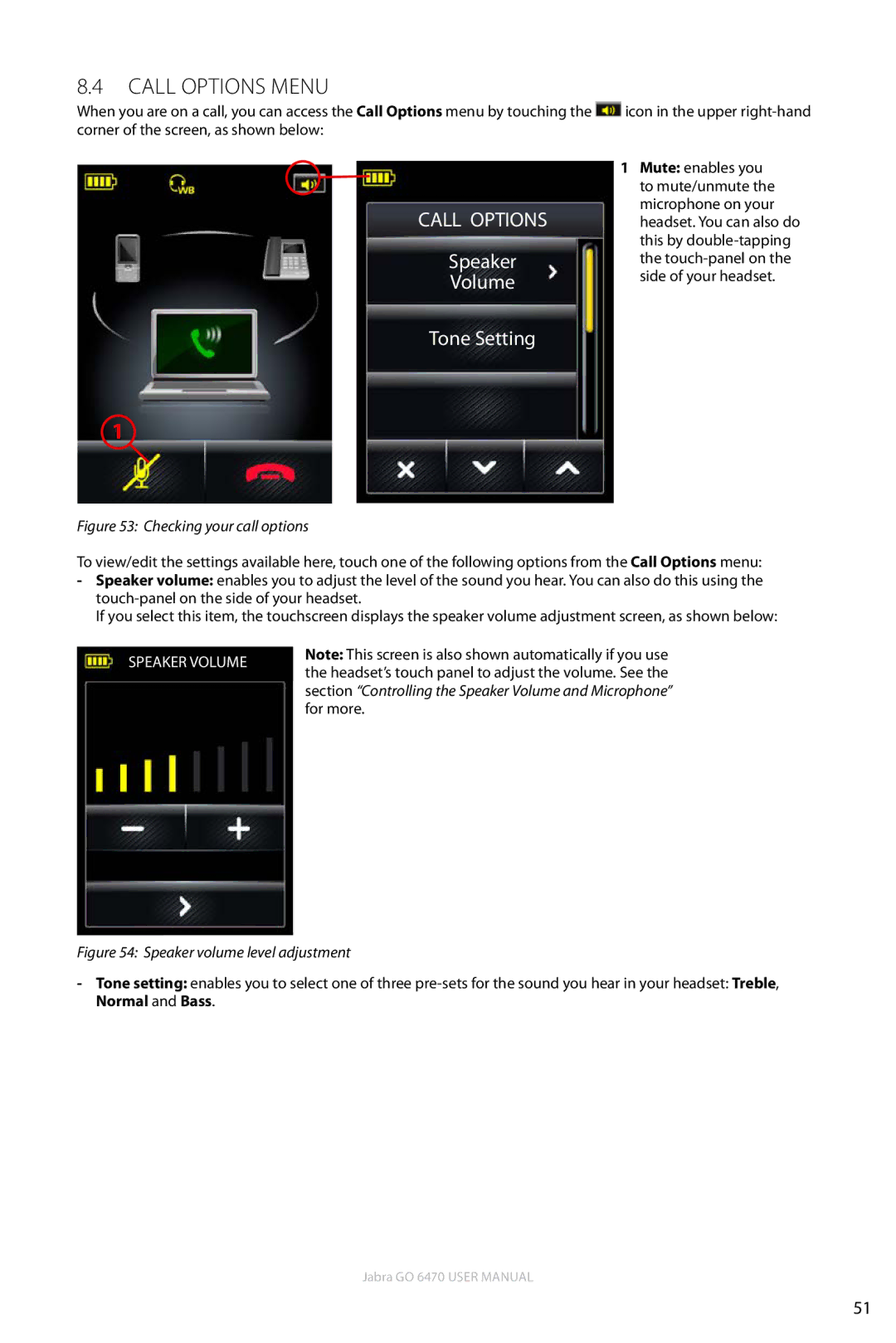 Jabra GO 6470 user manual Call options menu, Call Options 