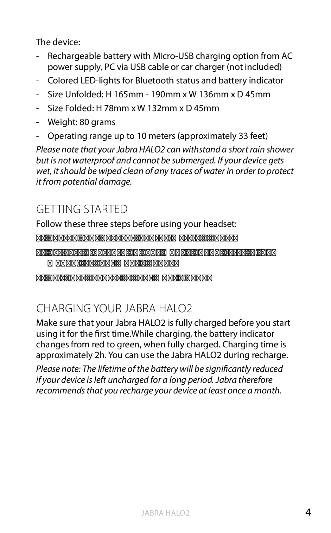 Jabra user manual Charging your Jabra HALO2, Device 