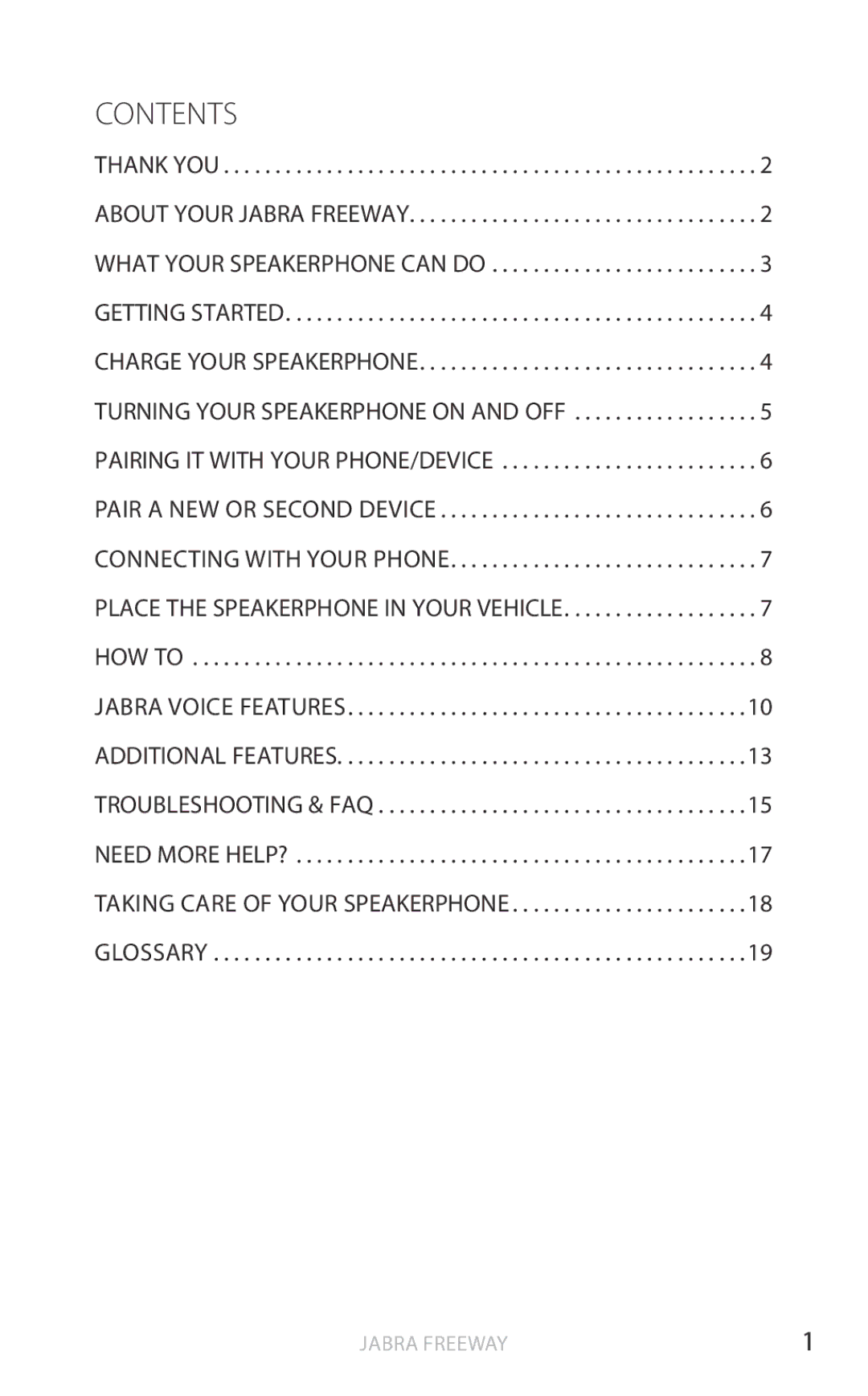 Jabra HFS100 user manual Contents 