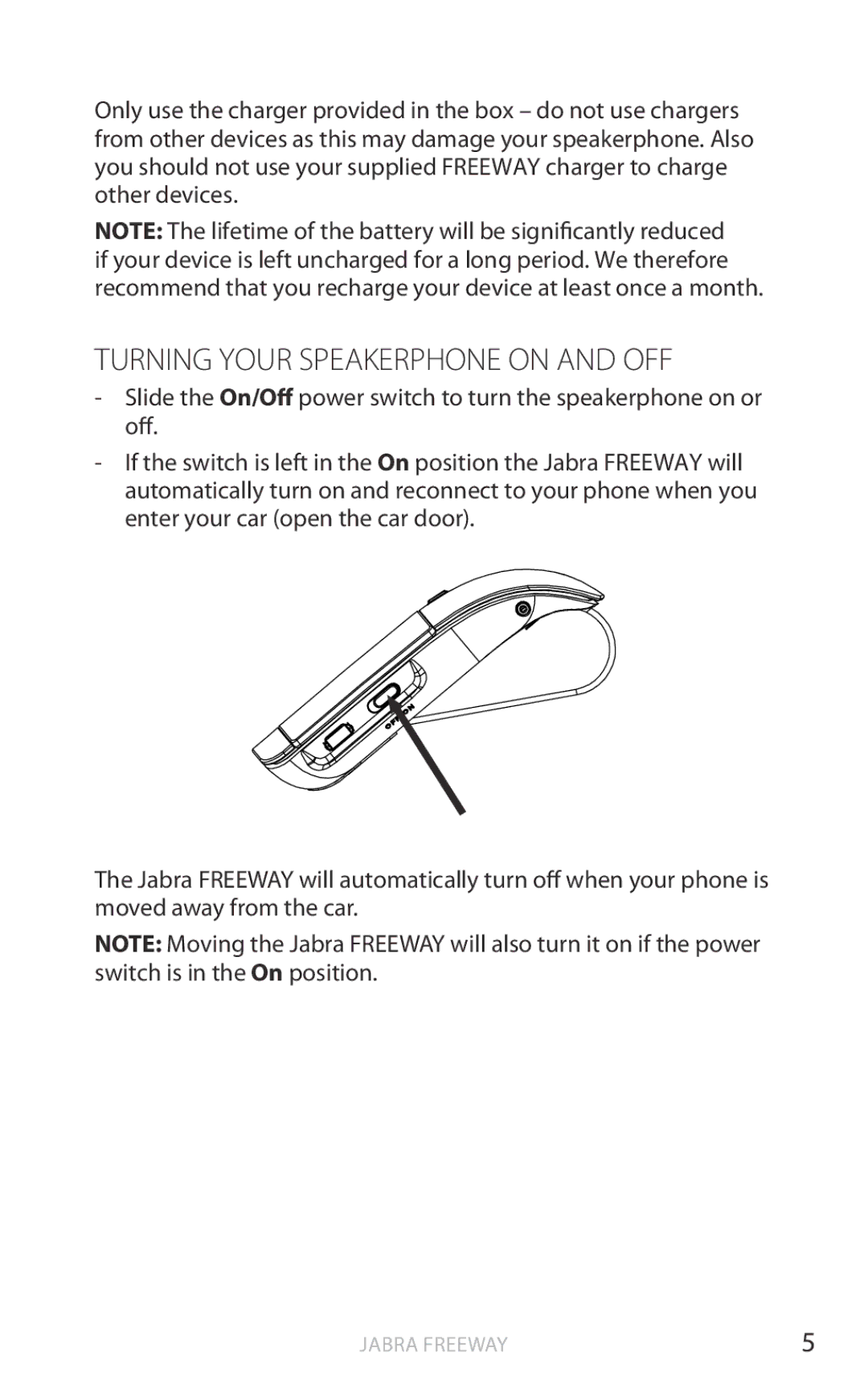 Jabra HFS100 user manual Turning Your Speakerphone on and OFF 