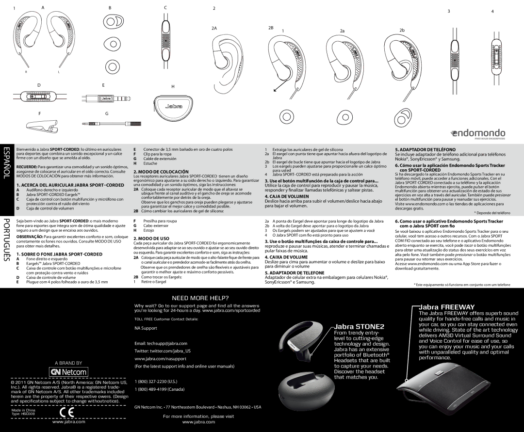 Jabra HSC009 Adaptador DE Teléfono, Modo DE Colocación, Acerca DEL Auricular Jabra SPORT-CORDED, Caja DE Volumen 