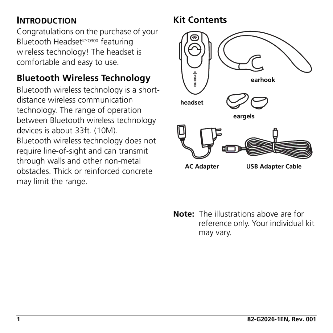 Jabra KYO300 manual Bluetooth Wireless Technology, Kit Contents 