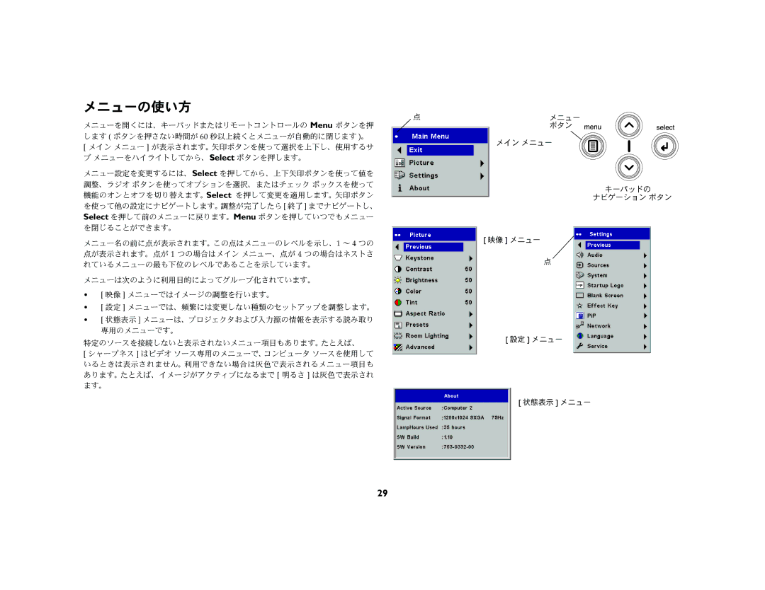 Jabra LP 540 manual メニューの使い方 