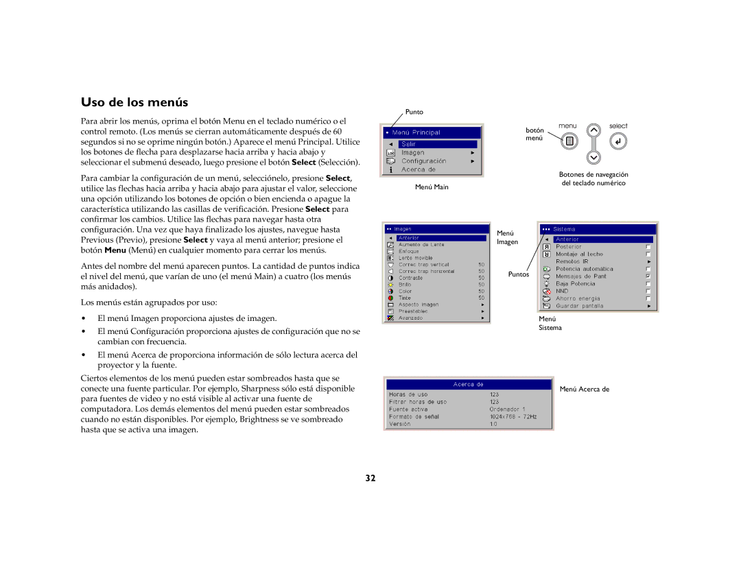 Jabra LP 850 manual Uso de los menús 