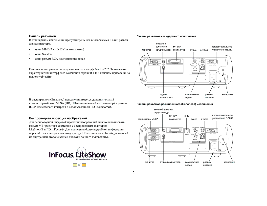 Jabra LP540 manual Беспроводная проекция изображений, Панель разъемов расширенного Enhanced исполнения 