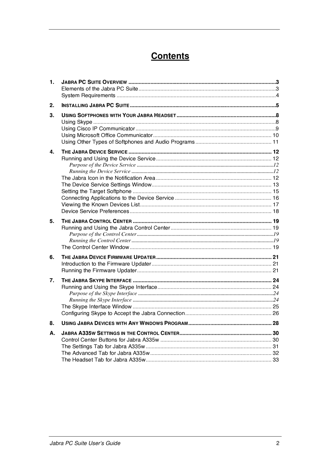 Jabra PC Suite manual Contents 