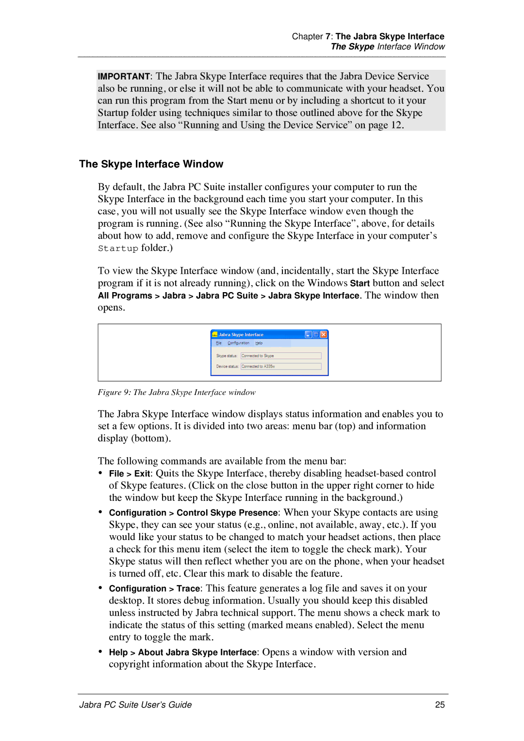 Jabra PC Suite manual Skype Interface Window, Copyright information about the Skype Interface 