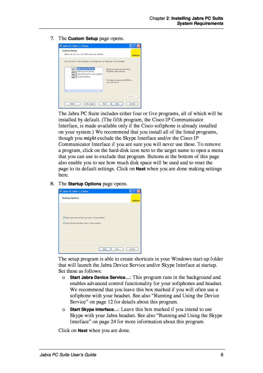 Jabra PC Suite manual The Custom Setup page opens 