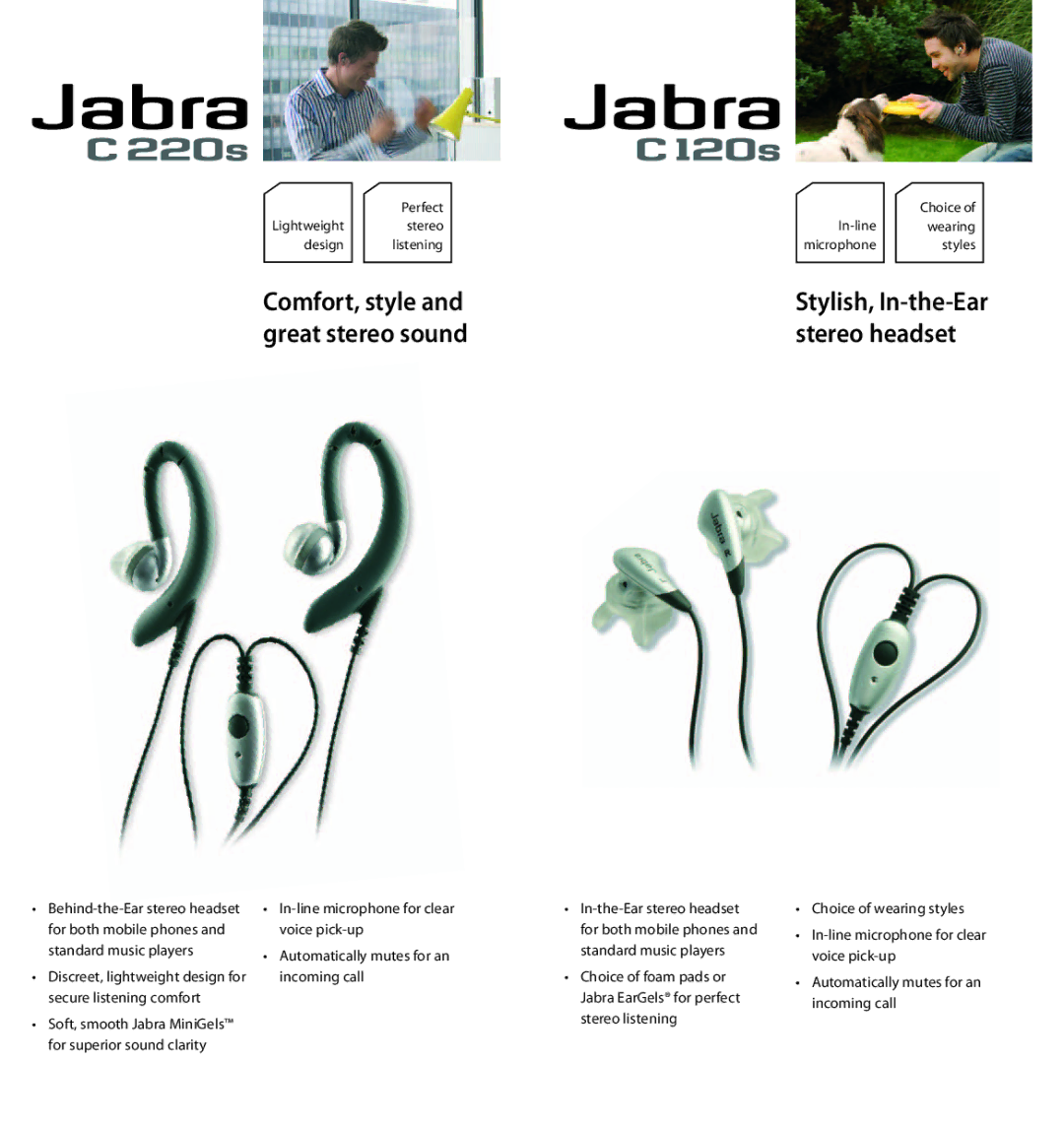 Jabra Portfolio Comfort, style, Great stereo sound, Discreet, lightweight design for secure listening comfort 