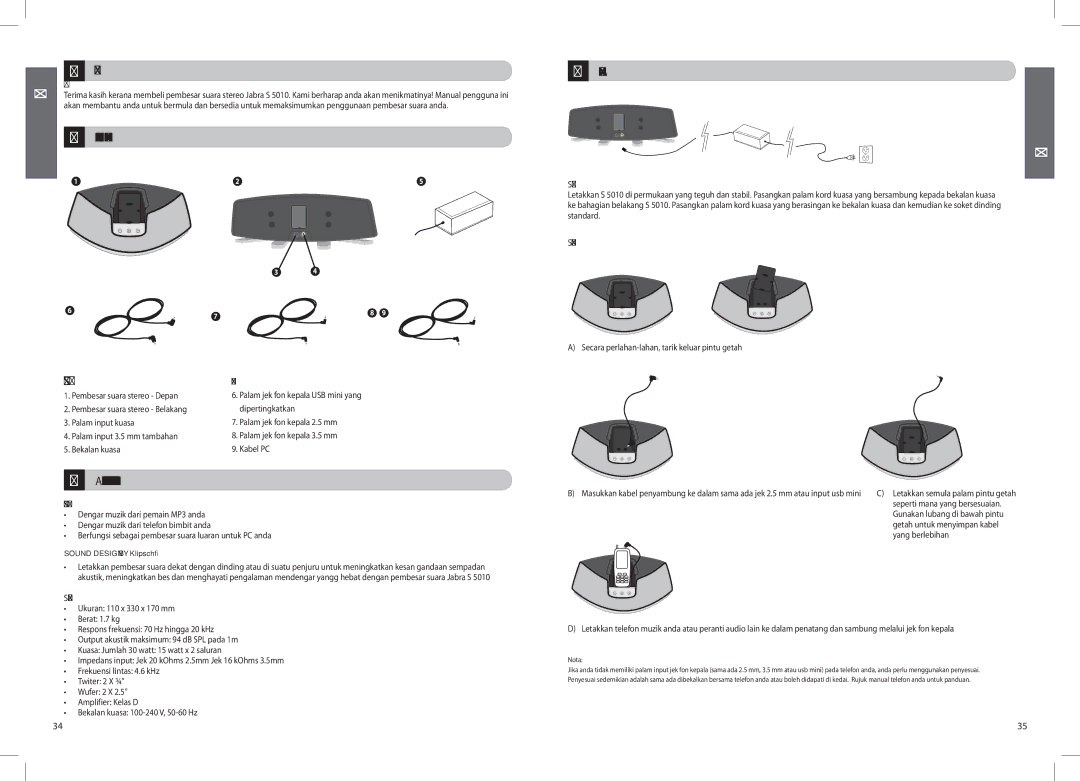 Jabra S5010 manual Terima kasih, Kandungan Jabra S, Apa yang boleh dilakukan oleh pembesar suara anda 