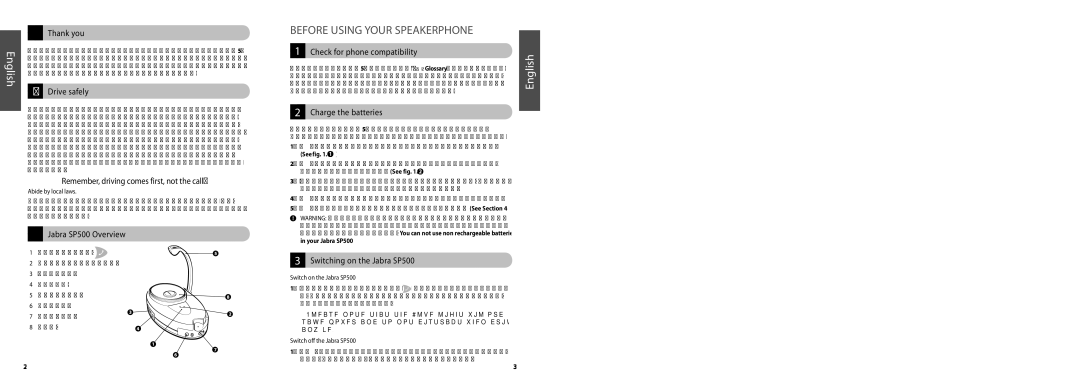 Jabra SP 500 user manual Thank you, Drive safely, Remember, driving comes first, not the call, Jabra SP500 Overview 