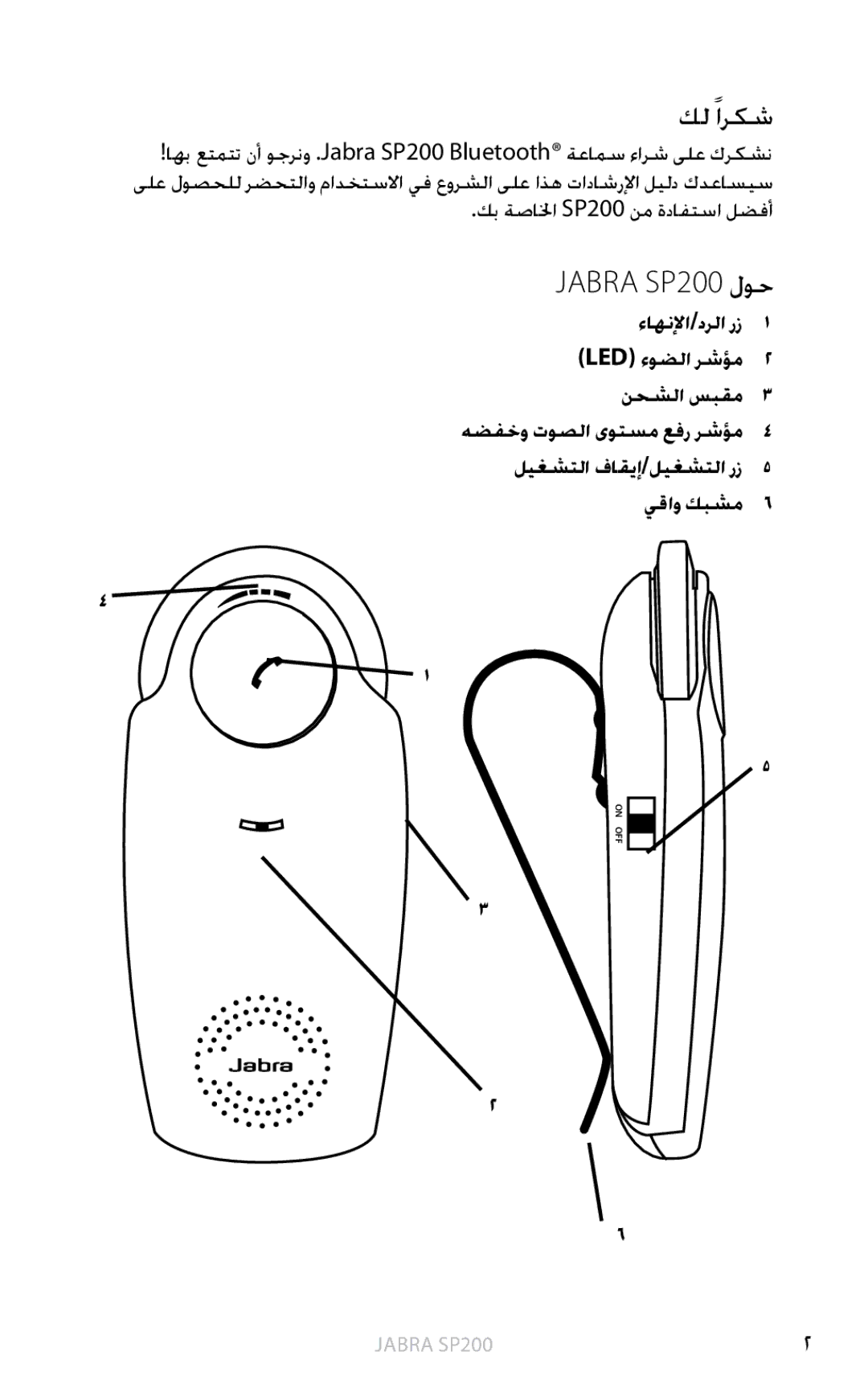 Jabra user manual كل ًاركش, Jabra SP200 لوح, كب ةصالخا SP200 نم ةدافتسا لضفأ 