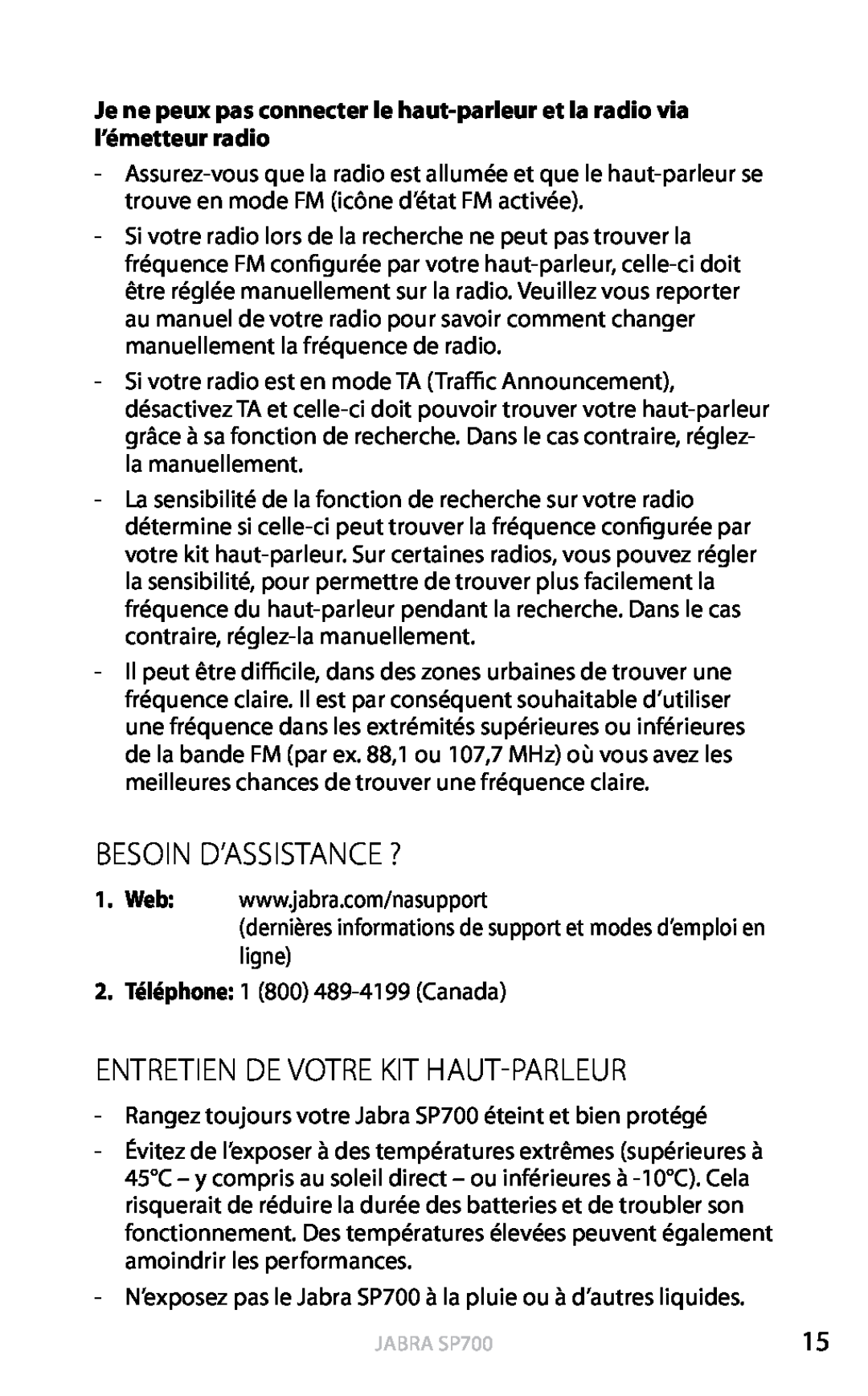 Jabra SP700 user manual Besoin D’Assistance ?, Entretien De Votre Kit Haut-Parleur, Français 
