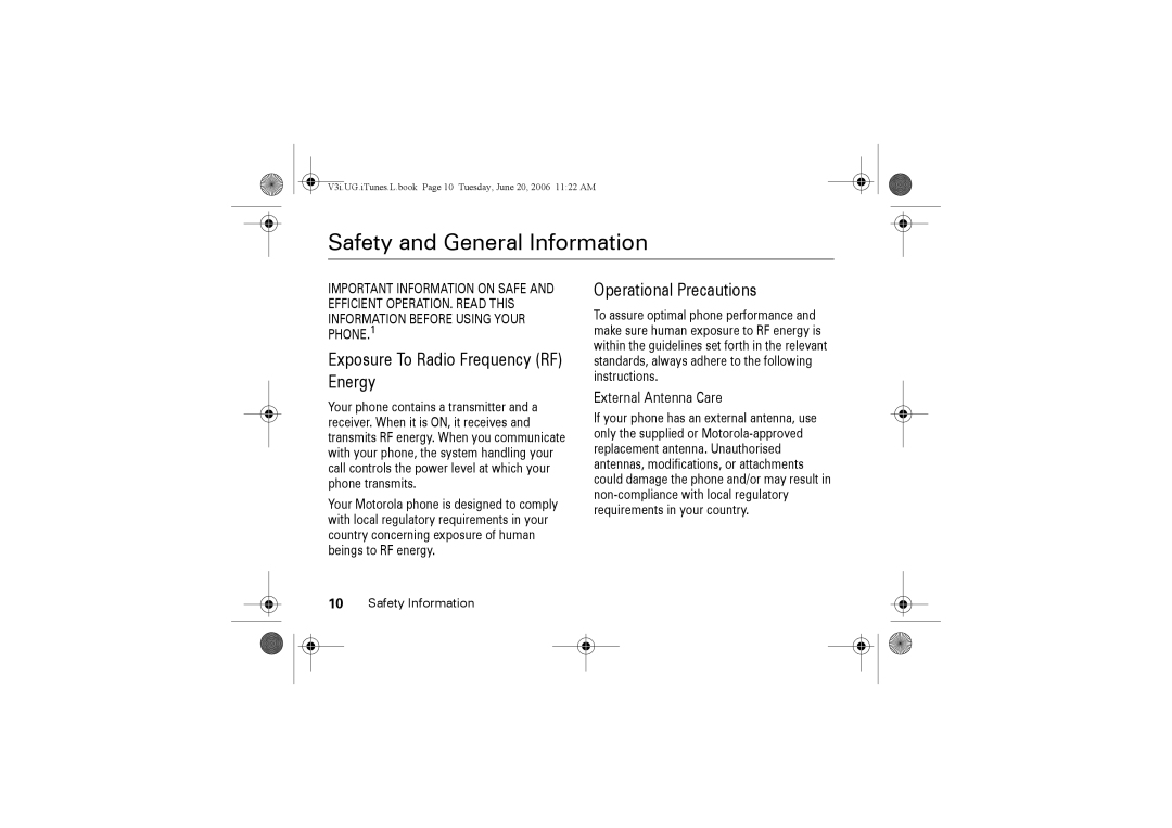 Jabra V3I manual External Antenna Care, Safety Information 