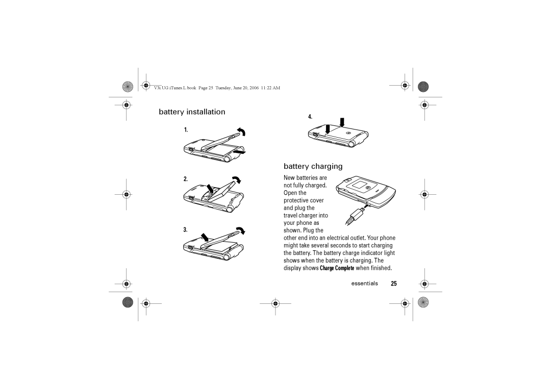 Jabra V3I manual Battery installation Battery charging 