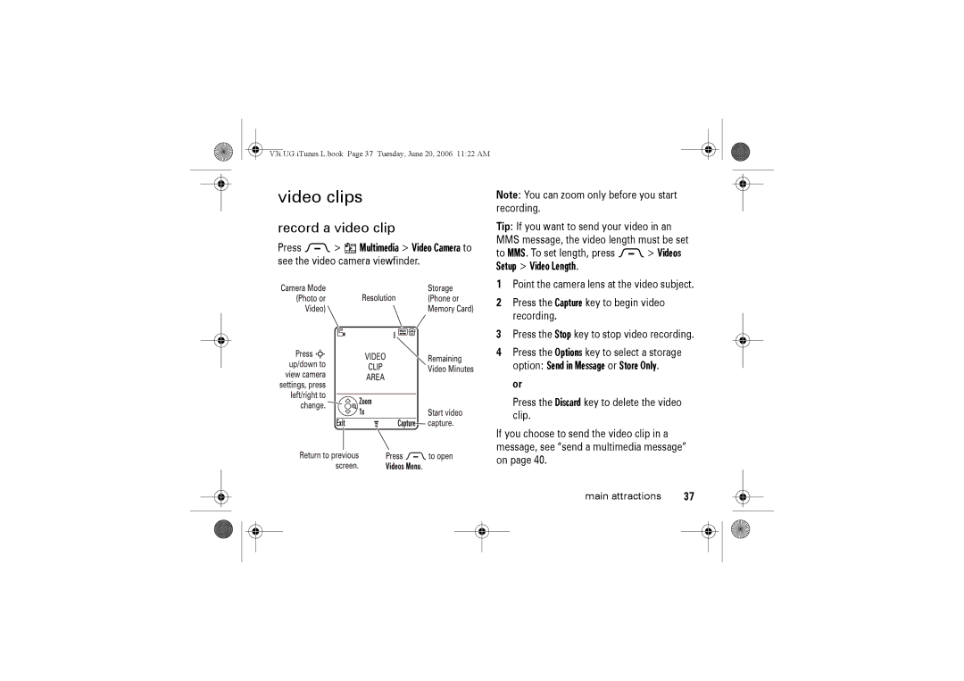 Jabra V3I manual Video clips, Record a video clip 