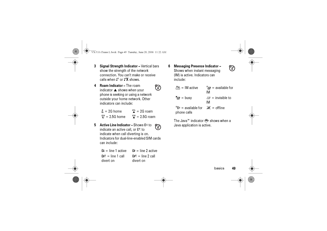 Jabra V3I manual Roam Indicator The roam, Active Line Indicator Shows ?to 