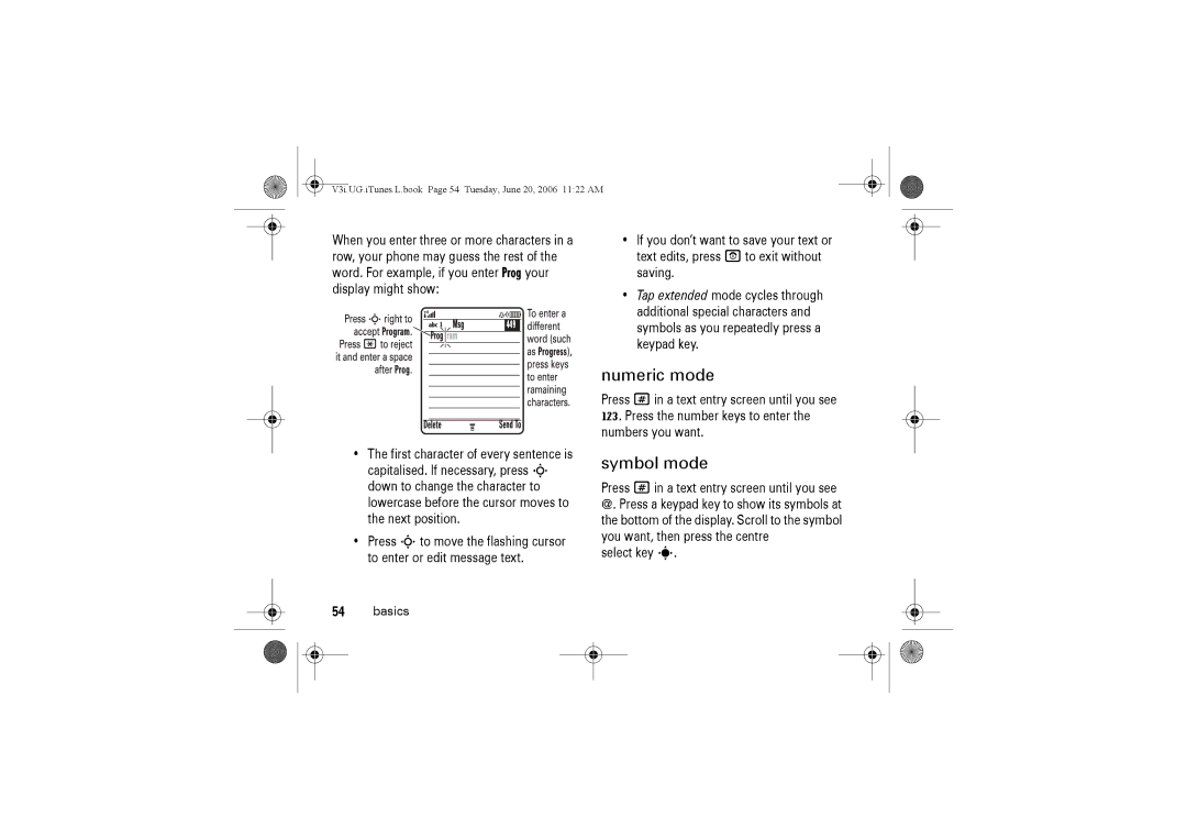 Jabra V3I manual Numeric mode, Symbol mode 