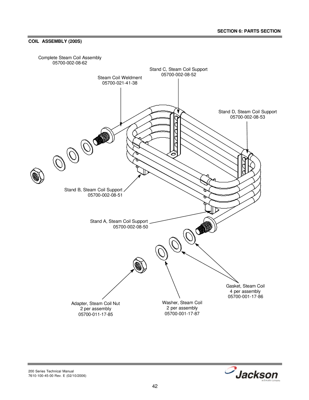 Jackson 200B, 200LT technical manual Parts Section Coil Assembly 200S 