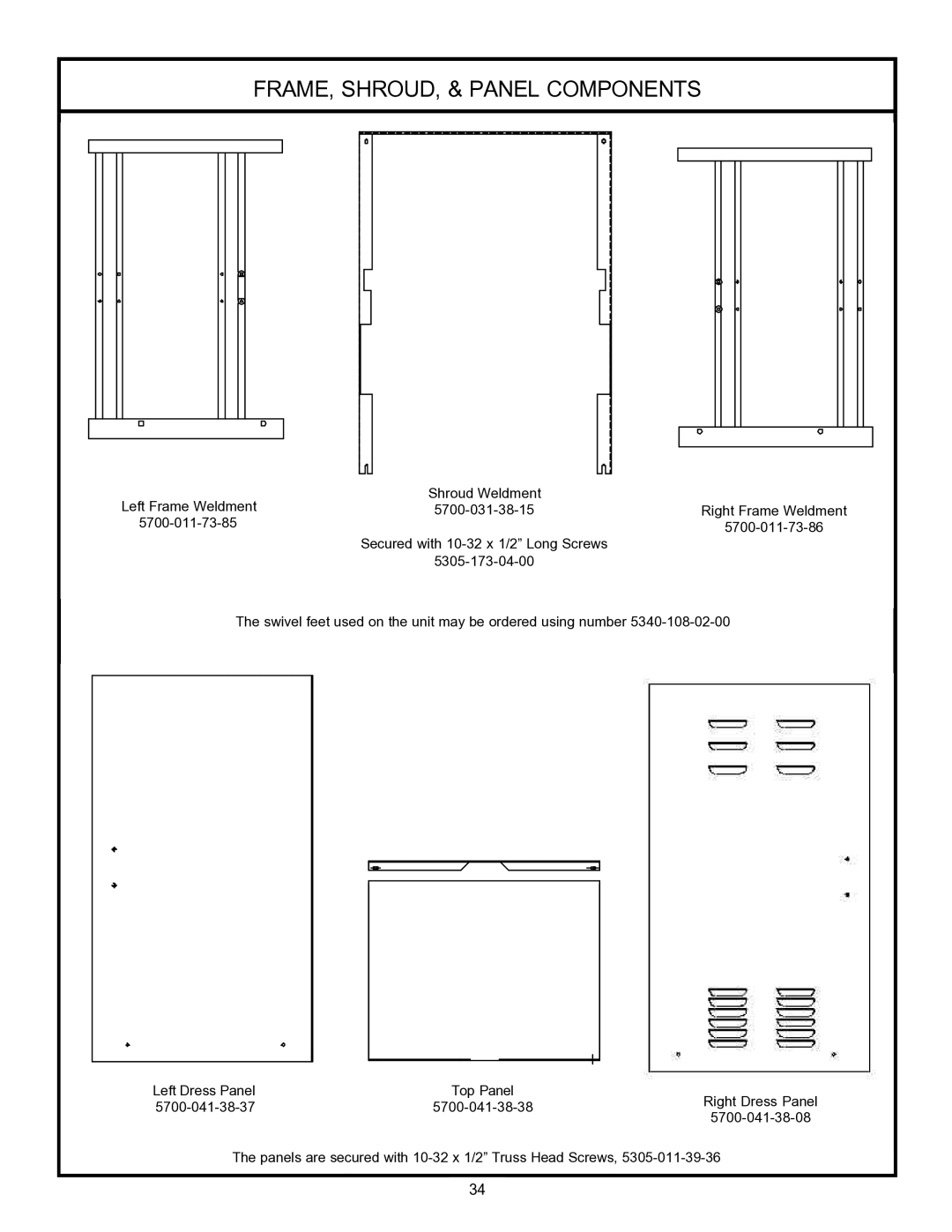 Jackson 24LTP, 24 LT technical manual FRAME, SHROUD, & Panel Components, 5700-011-73-86 