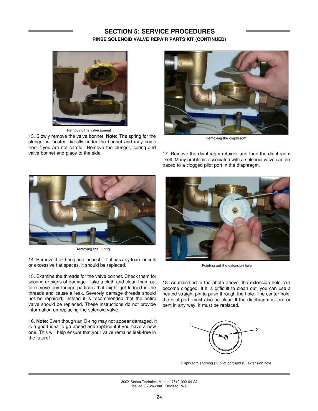 Jackson 300XLT, 300XS, 300XN technical manual Removing the valve bonnet 