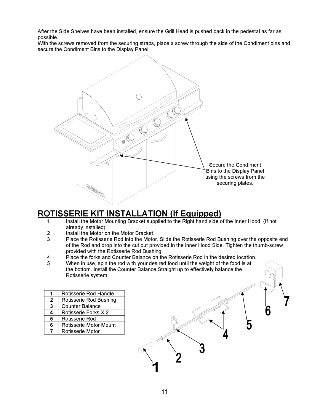 Jackson 700BI Series, 700 Series, 850BI Series owner manual Rotisserie KIT Installation If Equipped 