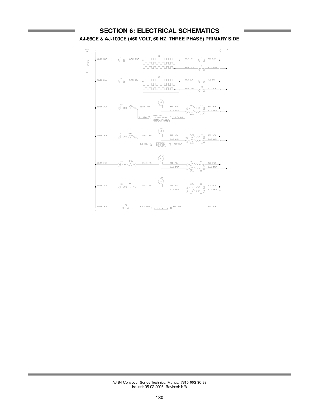 Jackson manual AJ-86CE & AJ-100CE 460 VOLT, 60 HZ, Three Phase Primary Side 