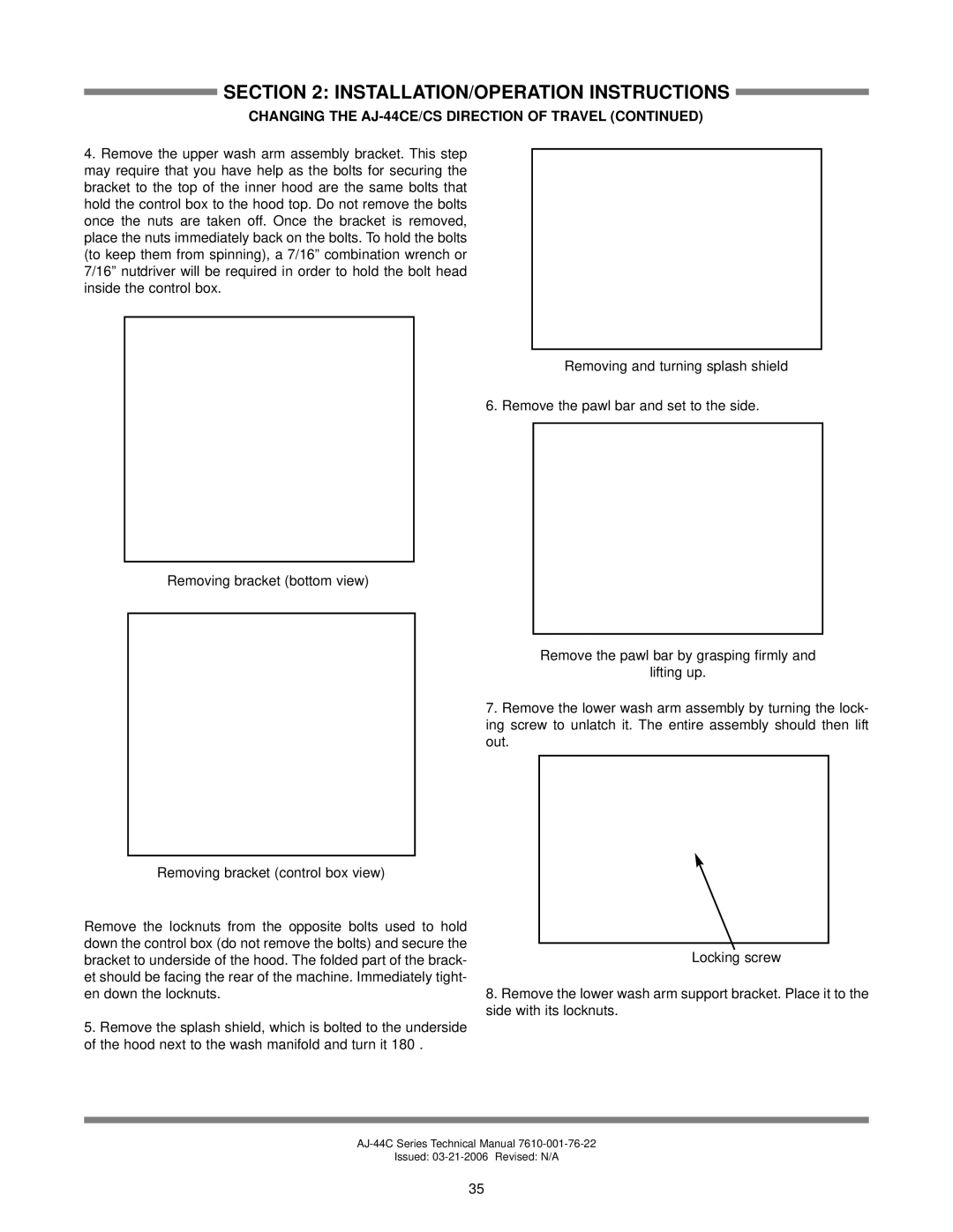 Jackson AJ-44 technical manual INSTALLATION/OPERATION Instructions 