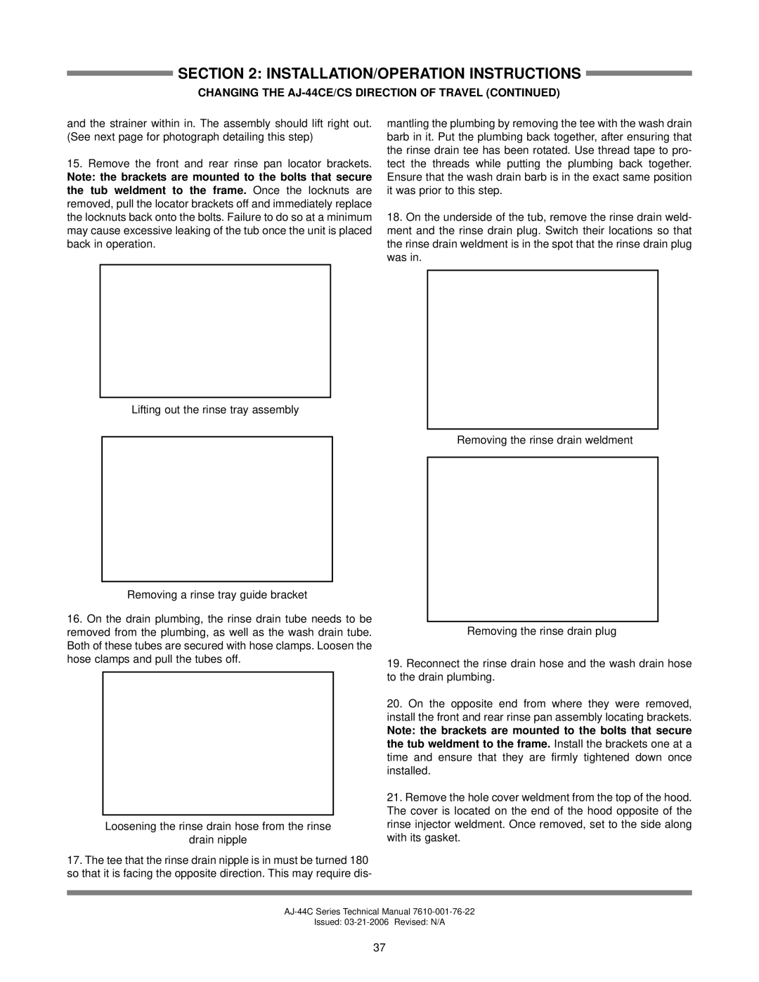 Jackson AJ-44 technical manual INSTALLATION/OPERATION Instructions 