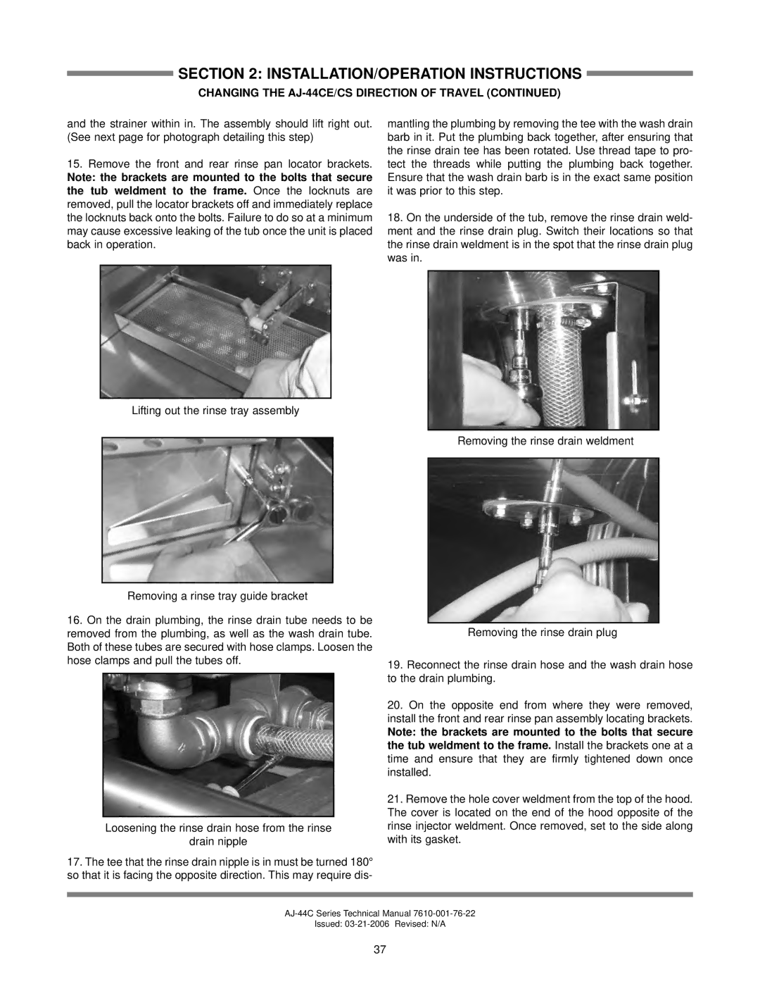 Jackson AJ-44CSL, AJ-80CEL, AJ-66CSL, AJ-66CGP, AJ-66CEL, AJ-80CSL, AJ-44CGP, AJ-44CE INSTALLATION/OPERATION Instructions 