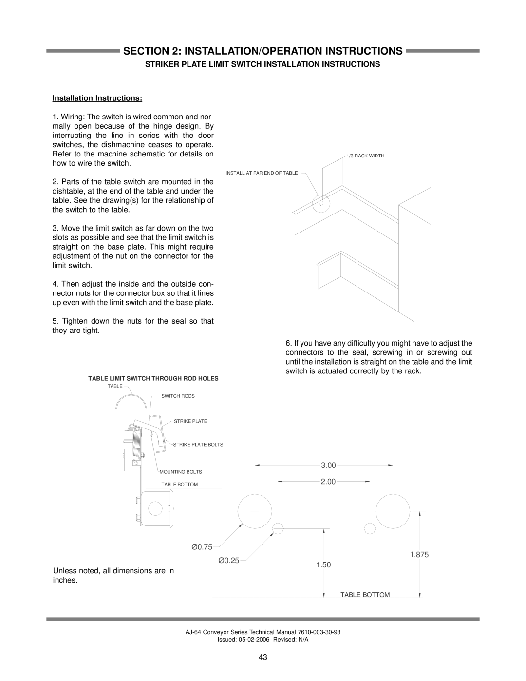 Jackson AJ-86CS, AJ-86CGP, AJ-64CS, AJ-64CE, aj-86ce, AJ-100CS, AJ-100CGP Striker Plate Limit Switch Installation Instructions 