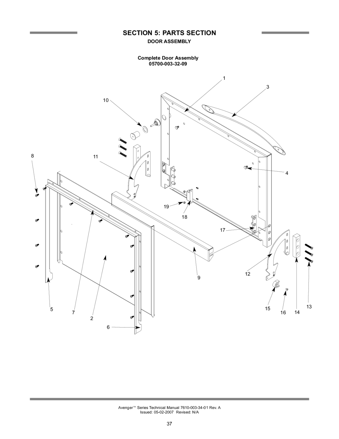 Jackson Avenger HT, Avenger LT technical manual Complete Door Assembly 05700-003-32-09 