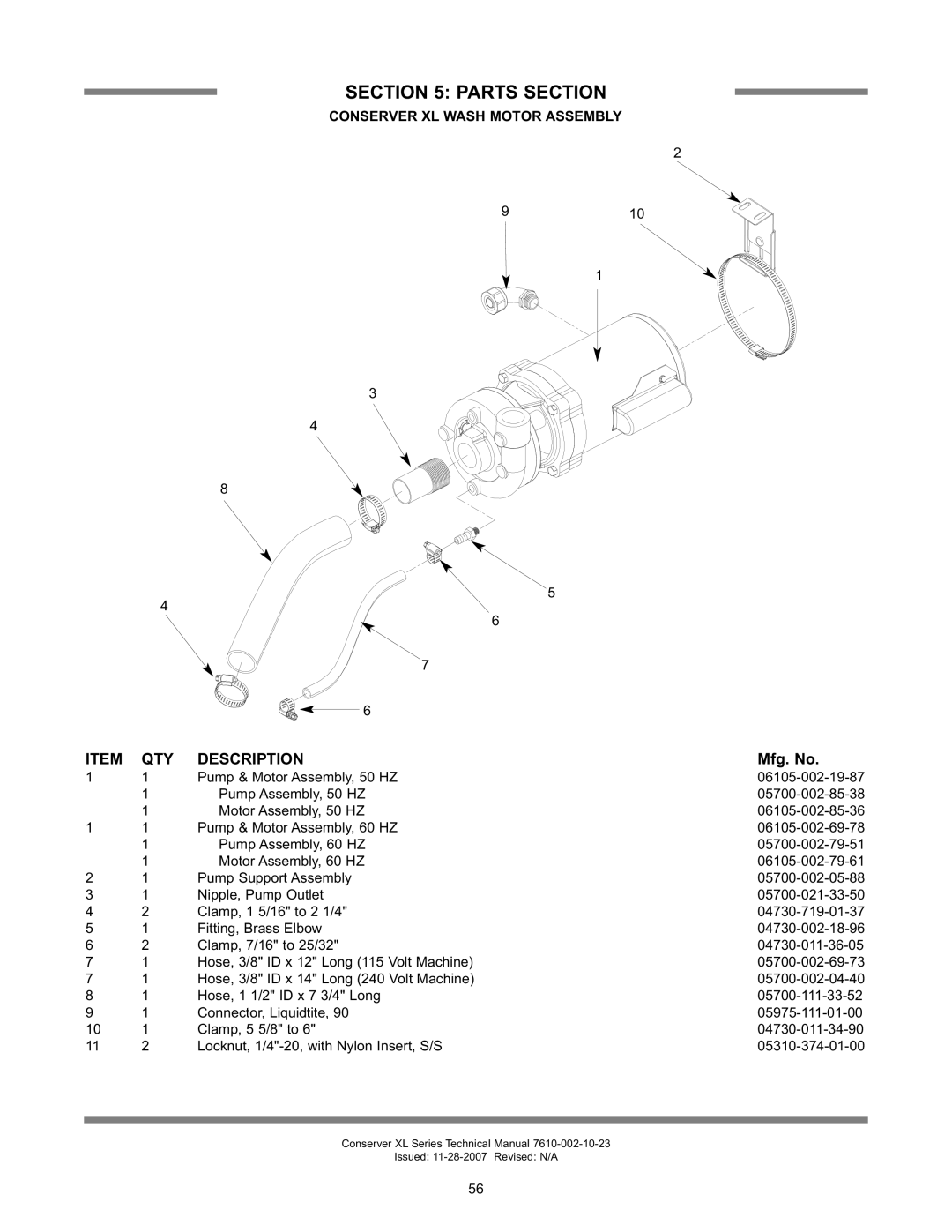 Jackson CONSERVER XL2-CML, CONSERVER AXL2-CMR, CONSERVER AXL2-CML, CONSEVER XL2-CMR Conserver XL Wash Motor Assembly 