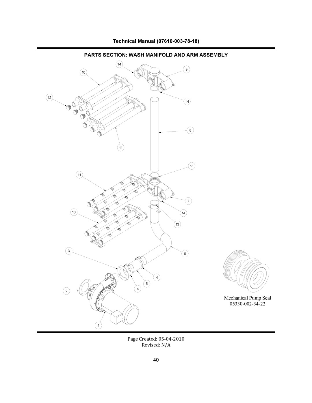 Jackson CREW 66S, CREW 44S, CREW SERIES	 RACK CONVEYOR	DISHMACHINES manual Parts Section Wash Manifold and ARM Assembly 