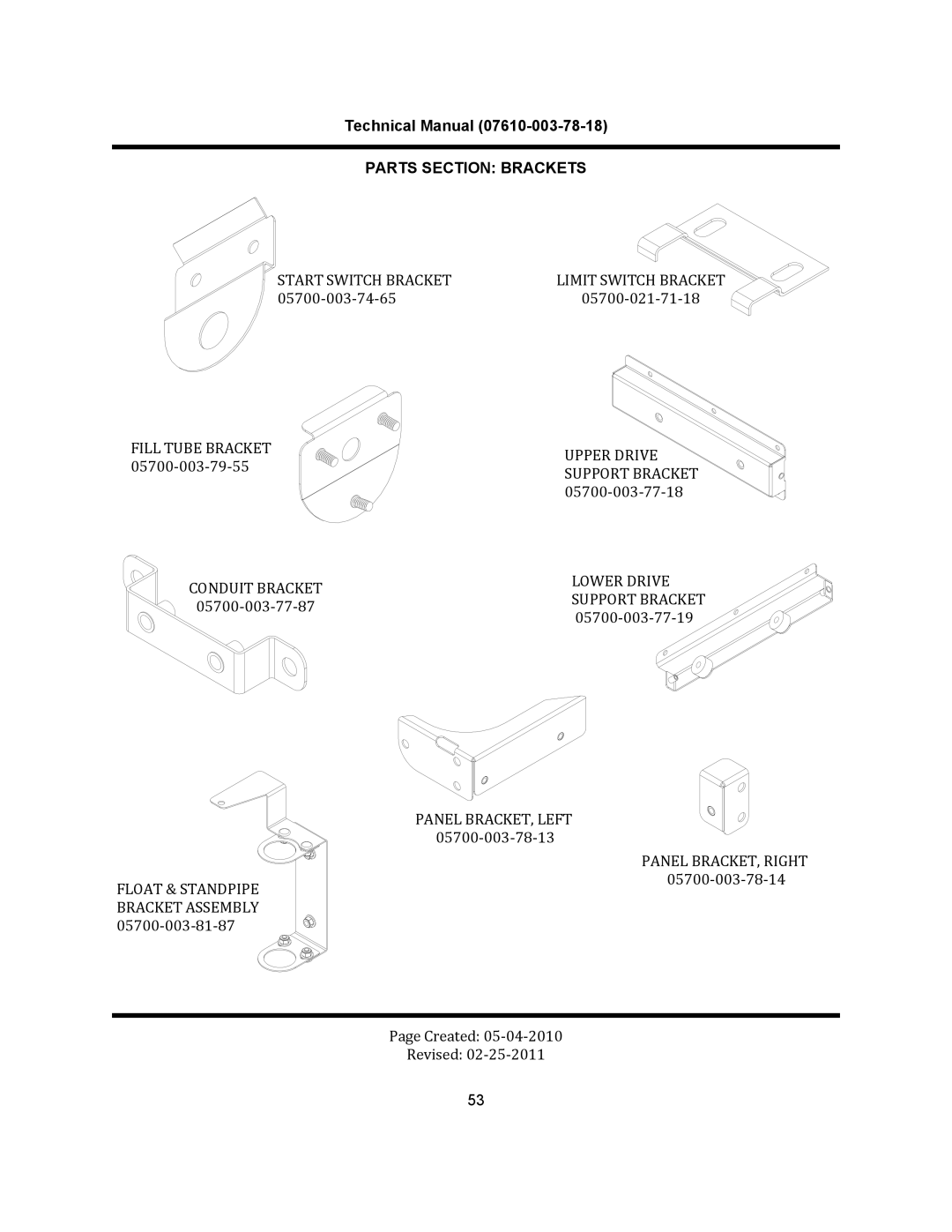 Jackson CREW 66S, CREW 44S, CREW SERIES	 RACK CONVEYOR	DISHMACHINES manual Parts Section Brackets 