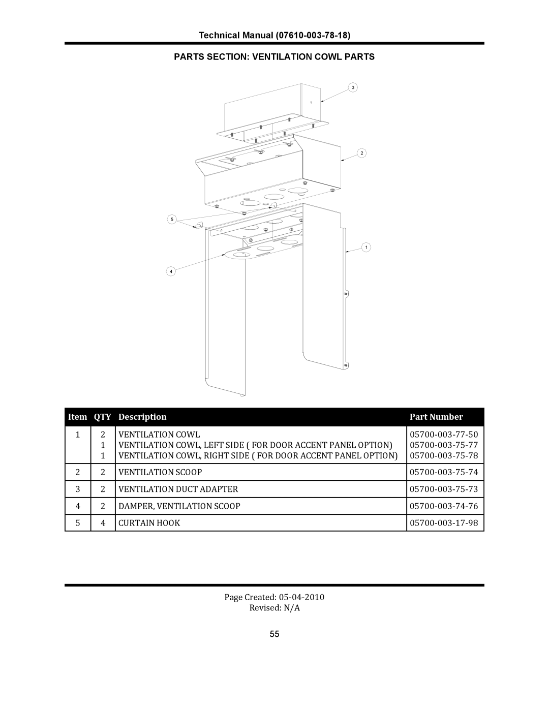 Jackson CREW 66S, CREW 44S, CREW SERIES	 RACK CONVEYOR	DISHMACHINES manual Parts Section Ventilation Cowl Parts 