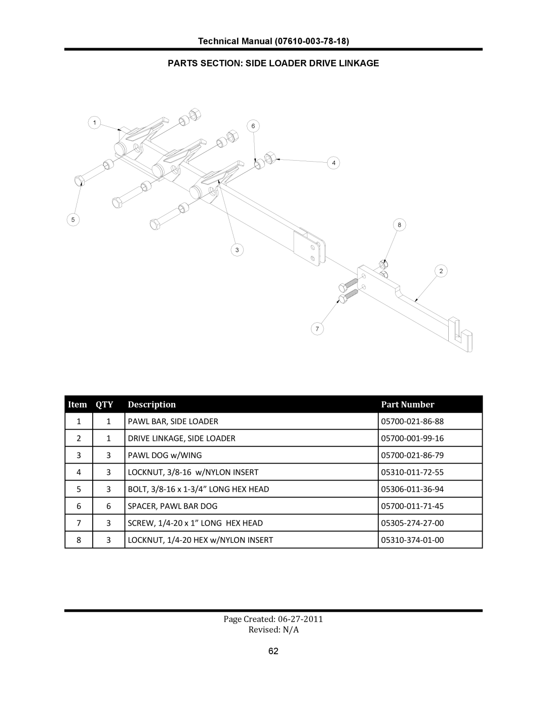 Jackson CREW 66S, CREW 44S manual Parts Section Side Loader Drive Linkage, Drive LINKAGE, Side Loader 