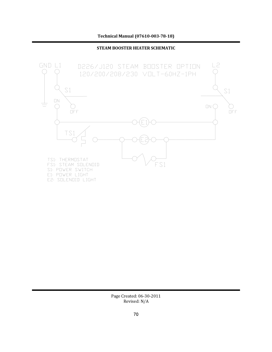 Jackson CREW 66S, CREW 44S, CREW SERIES	 RACK CONVEYOR	DISHMACHINES manual Steam Booster Heater Schematic 