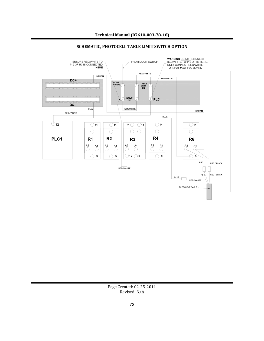 Jackson CREW 66S, CREW 44S, CREW SERIES	 RACK CONVEYOR	DISHMACHINES SCHEMATIC, Photocell Table Limit Switch Option, PLC1 