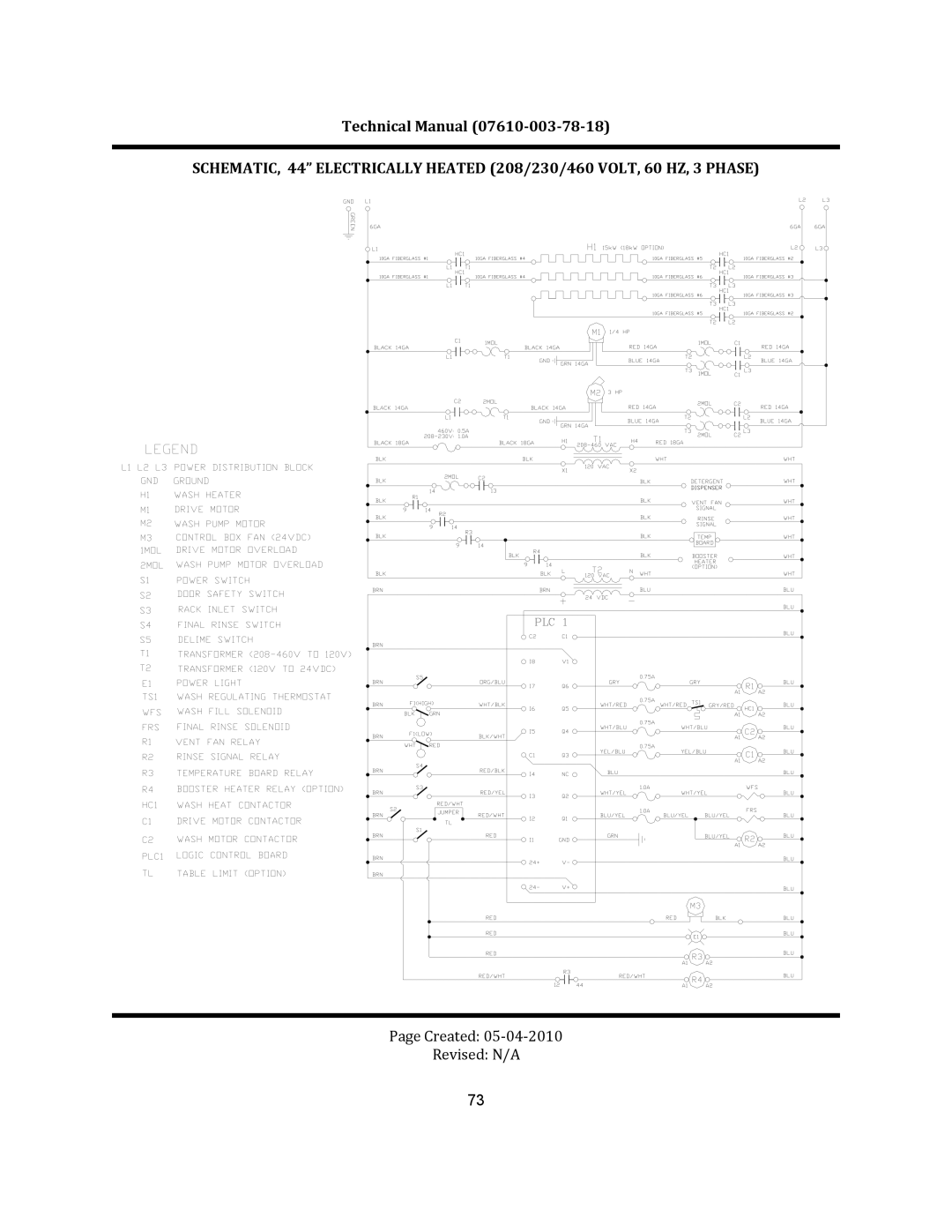 Jackson CREW 66S, CREW 44S, CREW SERIES	 RACK CONVEYOR	DISHMACHINES manual Created 05‐04‐2010 Revised N/A 