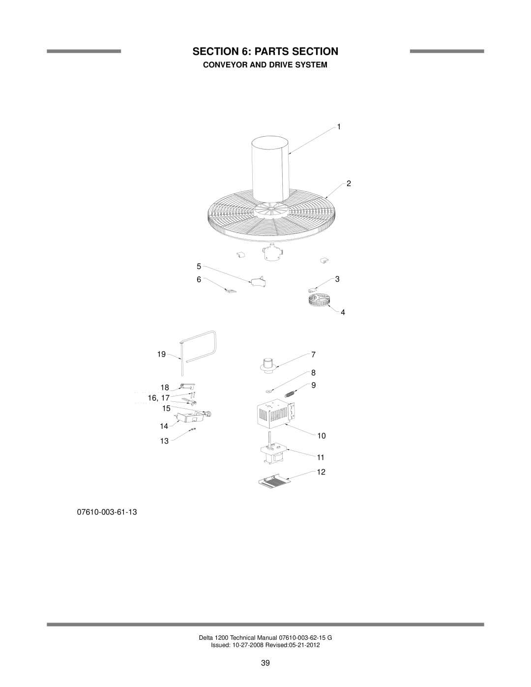 Jackson Delta 1200, Chemical Sanitizing Glasswasher Dishmachine Series Conveyor and Drive System, Conveyor Drive System 