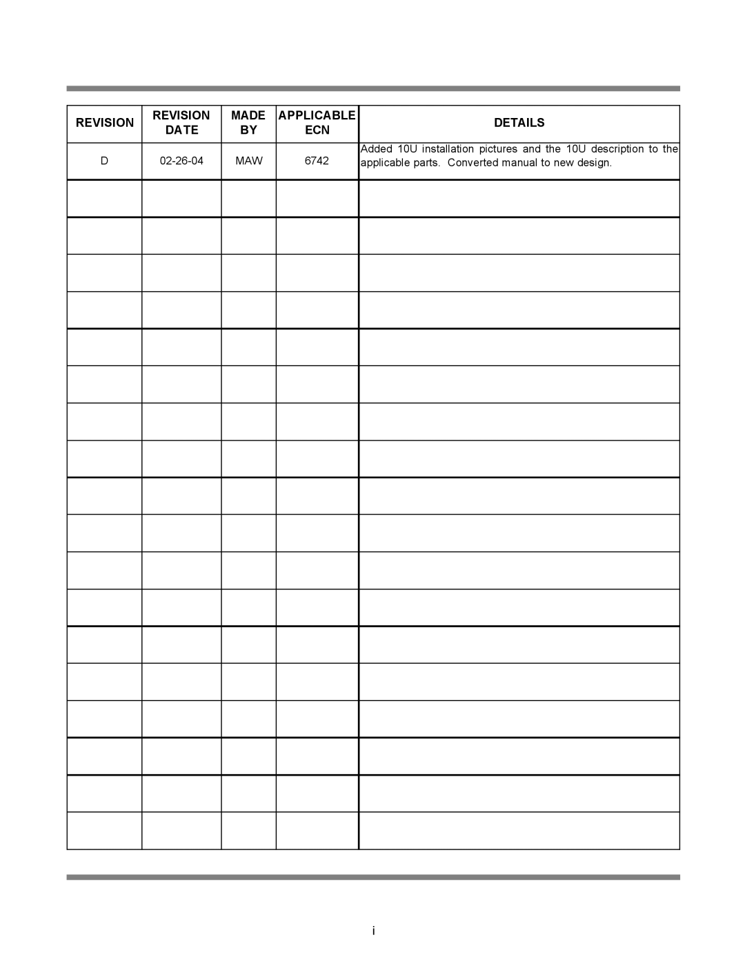 Jackson 10AB, dishmachines, 10APRB, 10U technical manual Revision Made Applicable Details Date ECN, Maw 