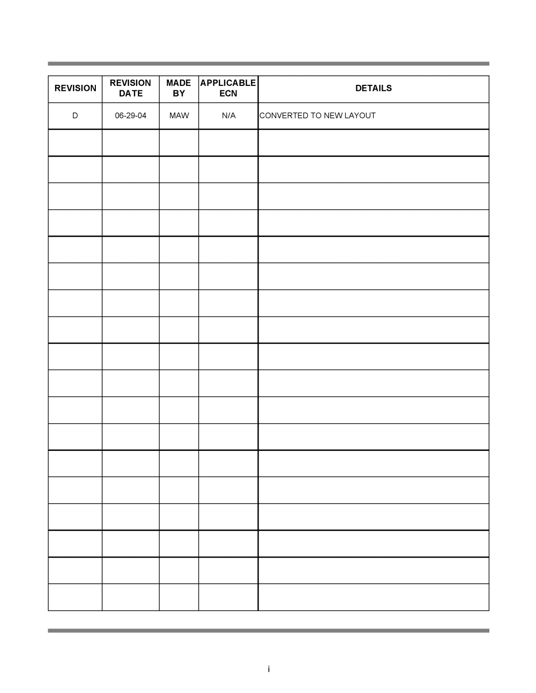 Jackson LT-1, HT-2, LT-3, HT-1 technical manual Revision Date Made Applicable By ECN Details 