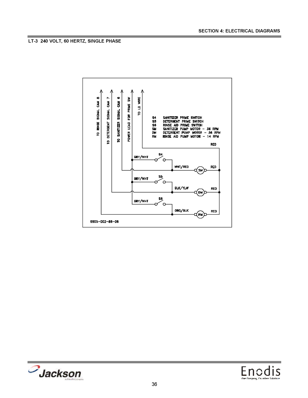 Jackson HT-2, HT-1, LT-1 technical manual Electrical Diagrams LT-3 240 VOLT, 60 HERTZ, Single Phase 