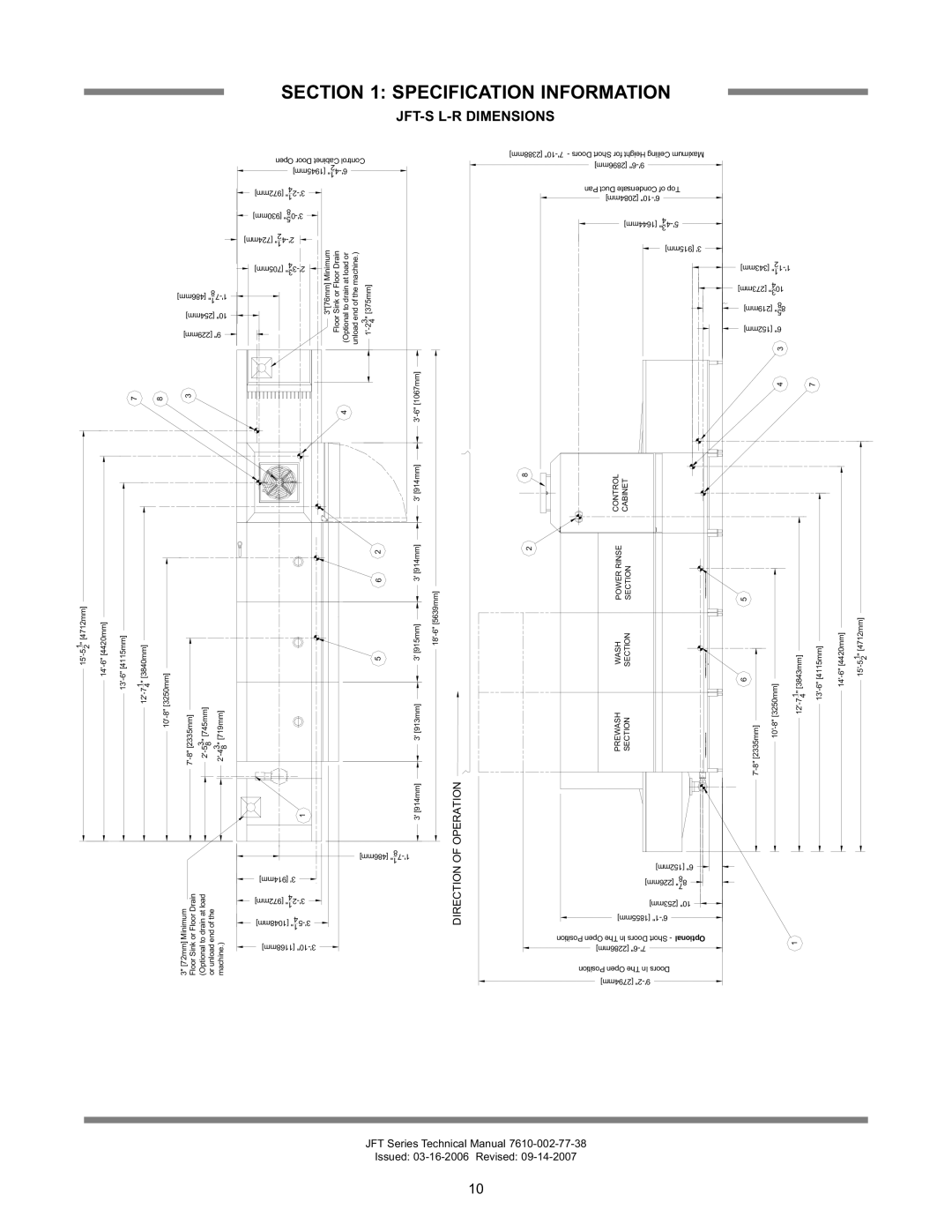 Jackson technical manual JFT-S L-R Dimensions, 724mm 