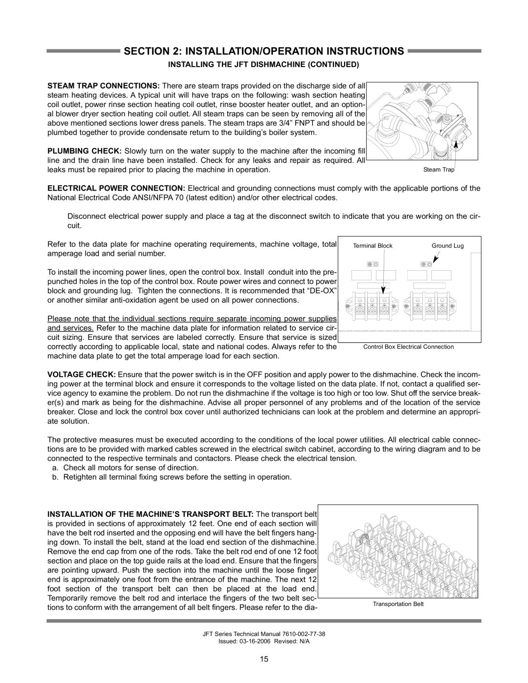 Jackson JFT-S technical manual Steam Trap 