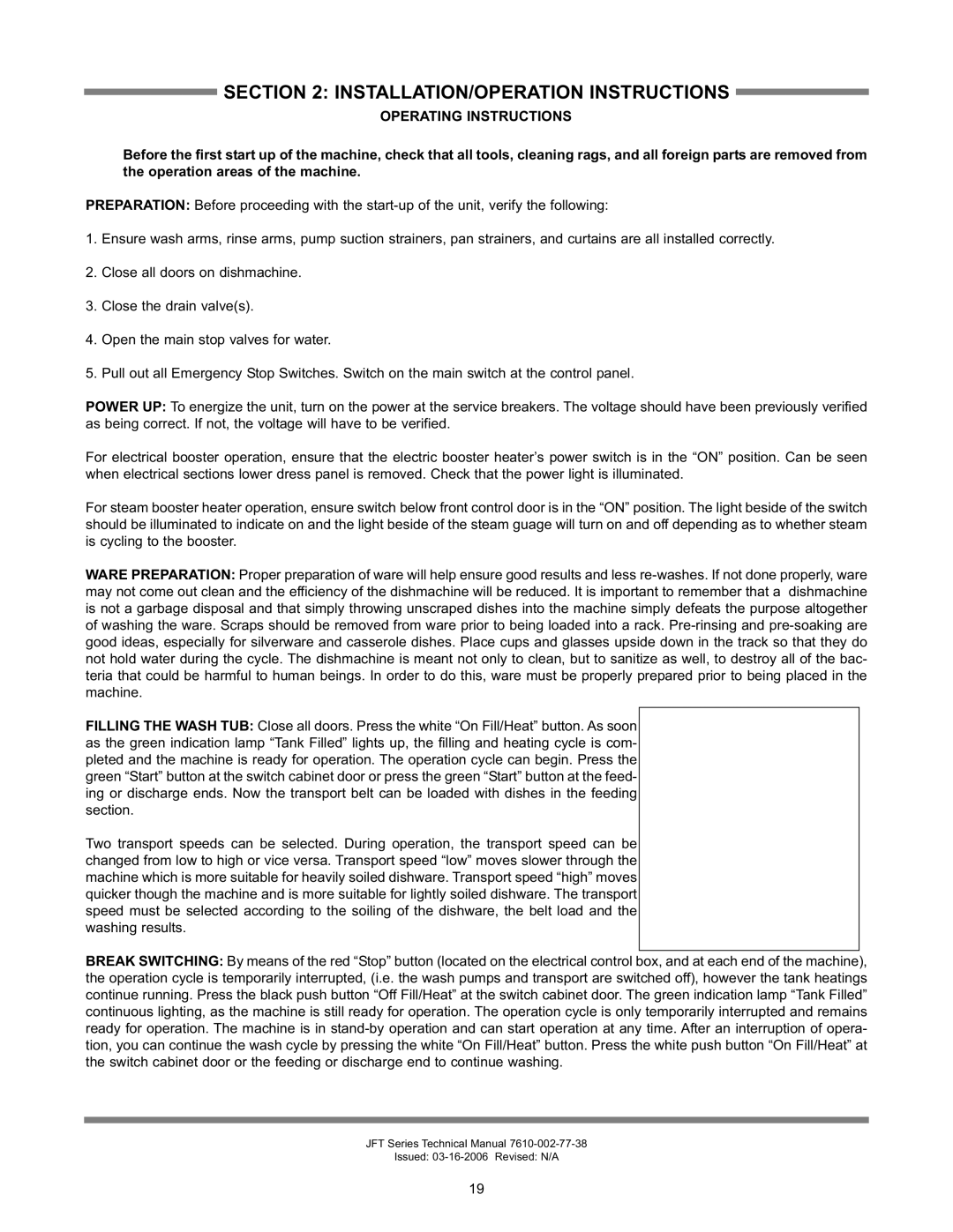 Jackson JFT-S technical manual Operating Instructions 